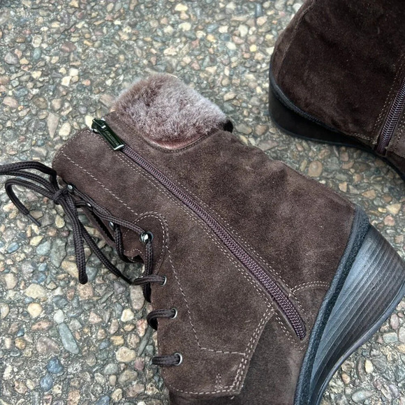 Aquatalia by Marvin K Espresso Brown Suede Marvel Lace Up Boots Size 10 - Picture 6 of 11